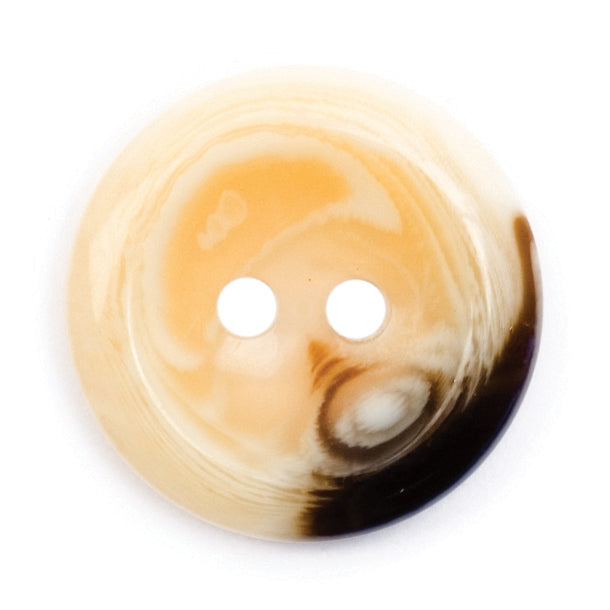 Cream and brown horn-effect two-hole button