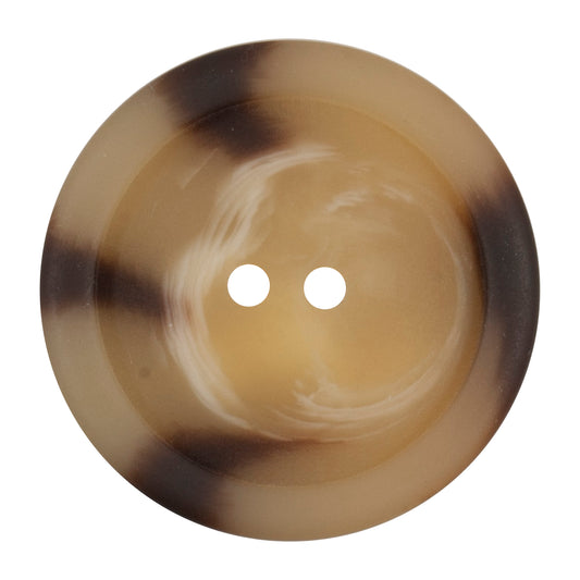 Large cream and brown horn-effect two-hole button
