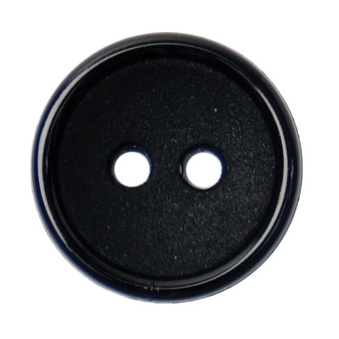 Black two-hole button with a raised rim