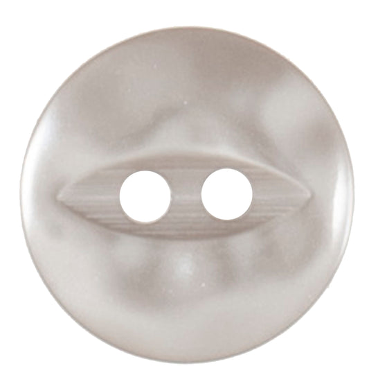 Pearly silver grey two-hole fisheye button