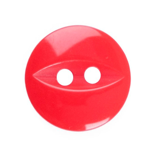 Bright red two-hole fisheye button