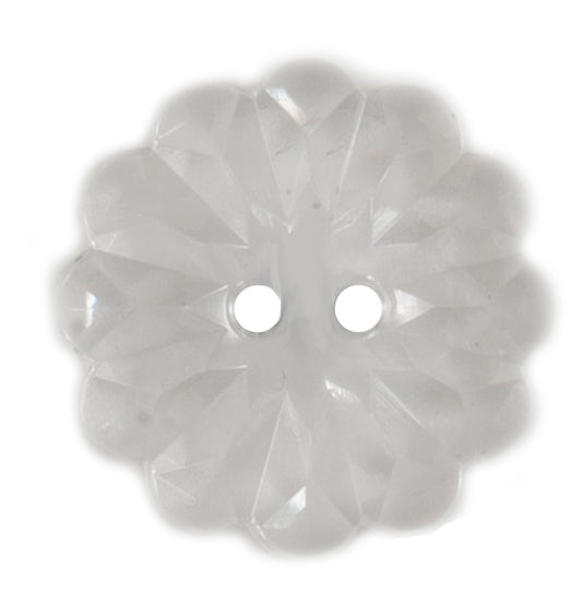 Close-up of white flower-shaped buttons, 22mm