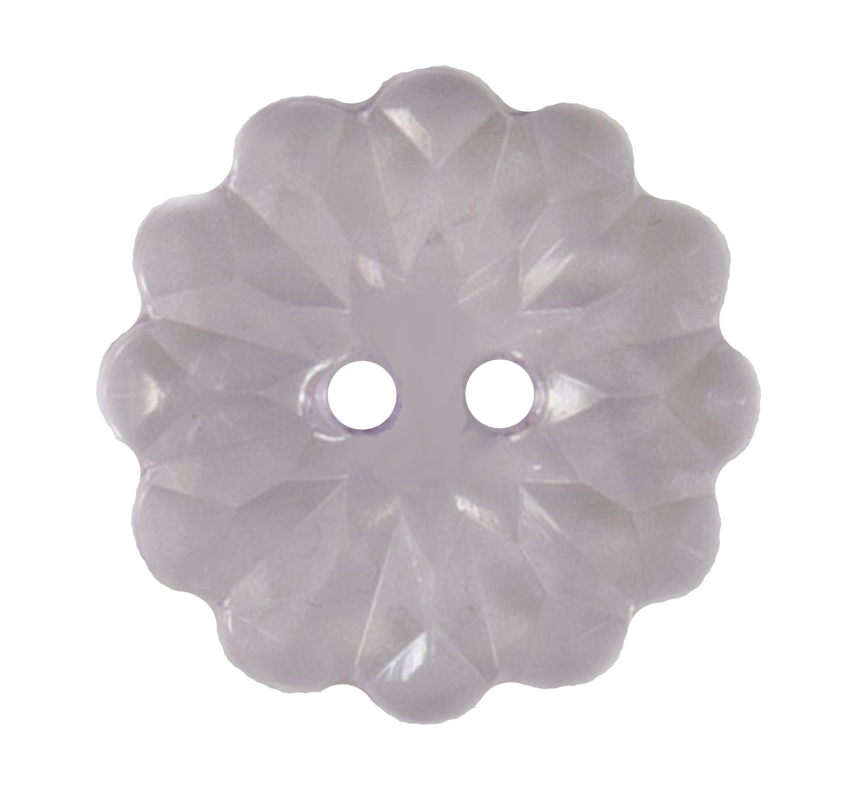 Close-up of pale lilac flower-shaped buttons, 20mm