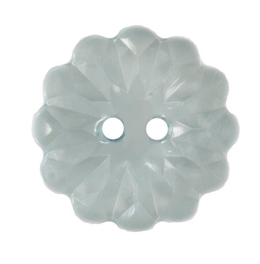 Close-up of pale grey flower-shaped buttons, 20mm