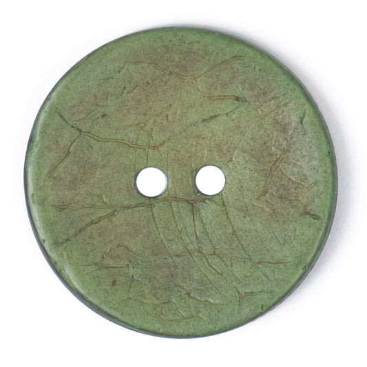 Close-up of a olive green round button, 30mm