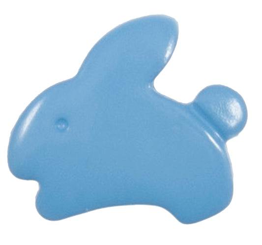 Blue rabbit-shaped novelty button