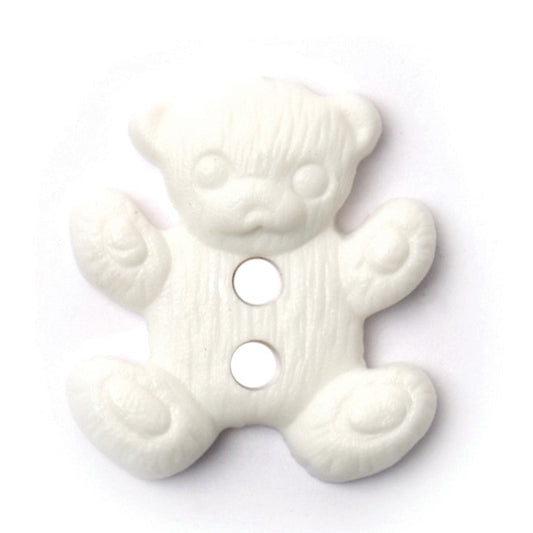 White teddy bear-shaped novelty button
