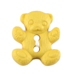 Mustard yellow teddy bear-shaped novelty button