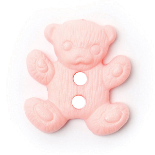 Pale pink teddy bear-shaped novelty button