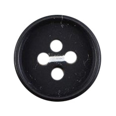 Black round 4-hole button with raised rim