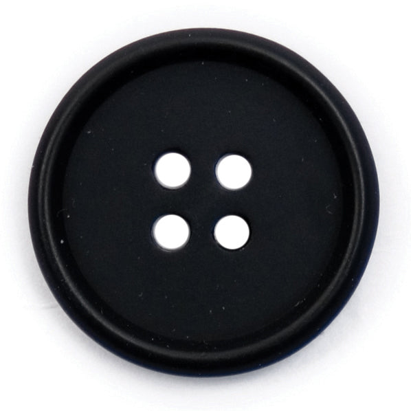 Black round 4-hole button with raised rim