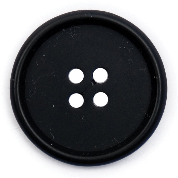 Black round 4-hole button with raised rim