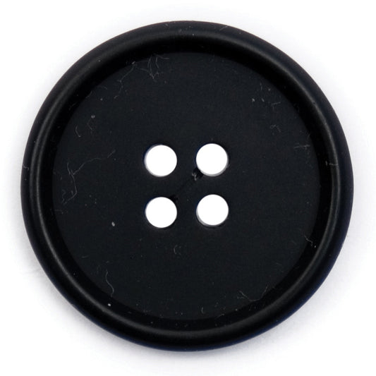 Black round 4-hole button with raised rim