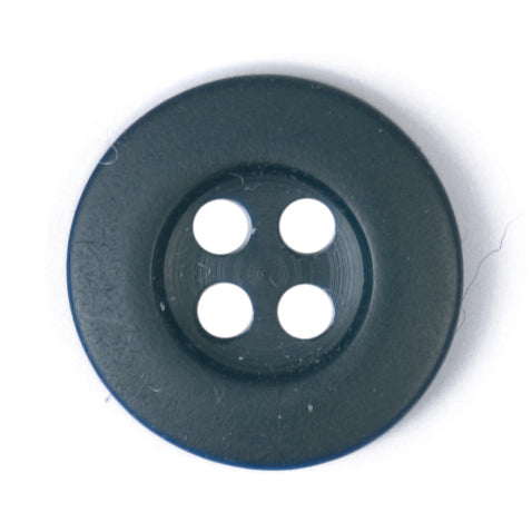 Dark teal round 4-hole button with raised rim