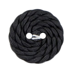 Black coiled rope effect 2-hole button