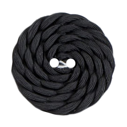 Black coiled rope effect 2-hole button