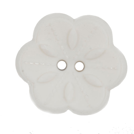 White flower shaped 2-hole button