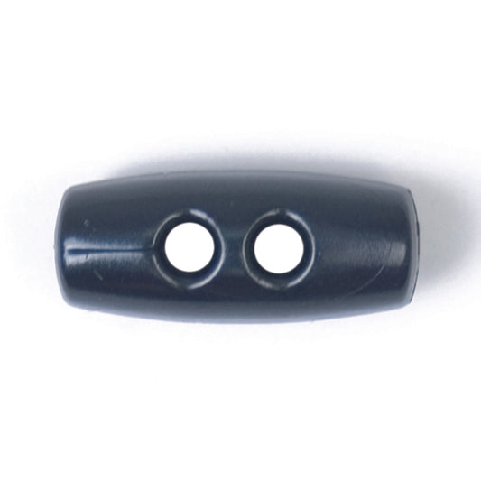 Slate blue barrel-shaped 2-hole toggle button, 15mm