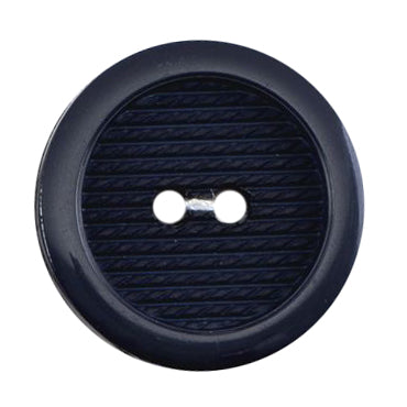 Round navy 2-hole button with ribbed centre, 25mm
