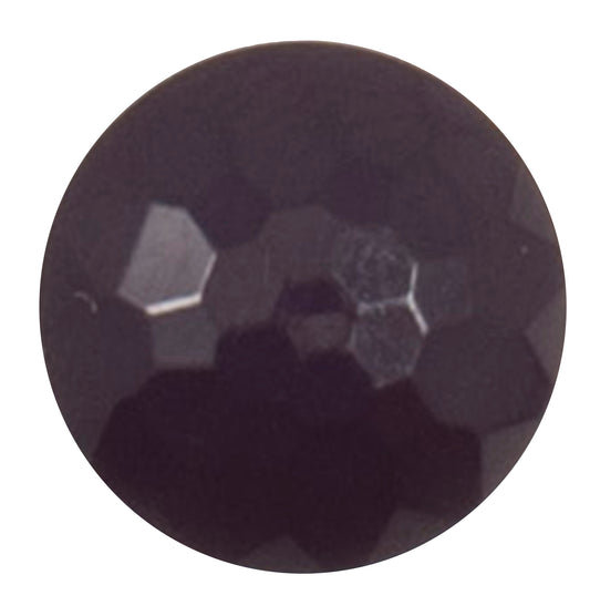 Small round dark navy faceted shank button, 10mm