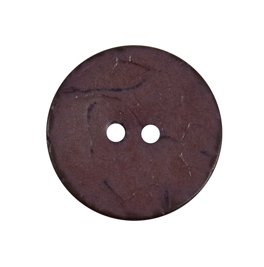 Round dark brown natural-effect 2-hole button, 22mm