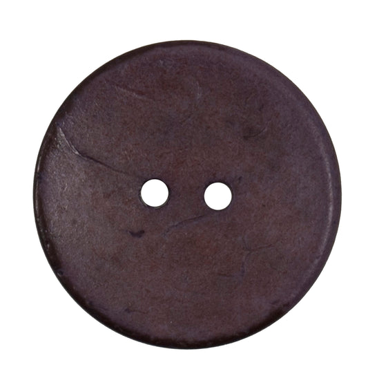 Large round dark brown natural-effect 2-hole button, 30mm