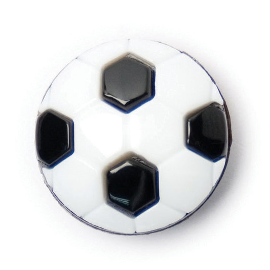 Black and white football novelty button, 15mm