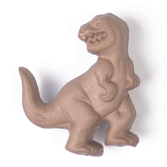 Beige dinosaur-shaped novelty button, 30mm