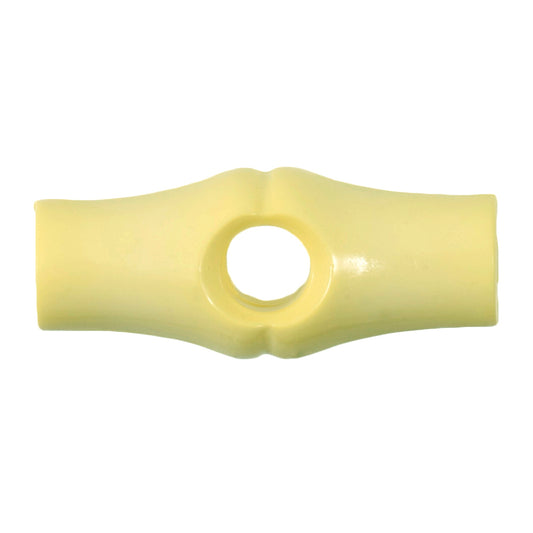 Pale yellow toggle button with single centre hole, 26mm