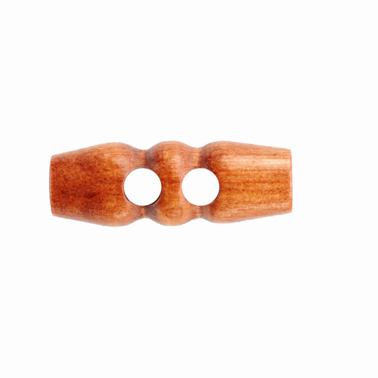 Wood-effect barrel toggle button with 2 holes, 30mm
