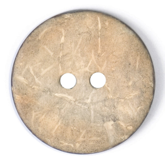 Round light beige natural-effect 2-hole button, 22mm
