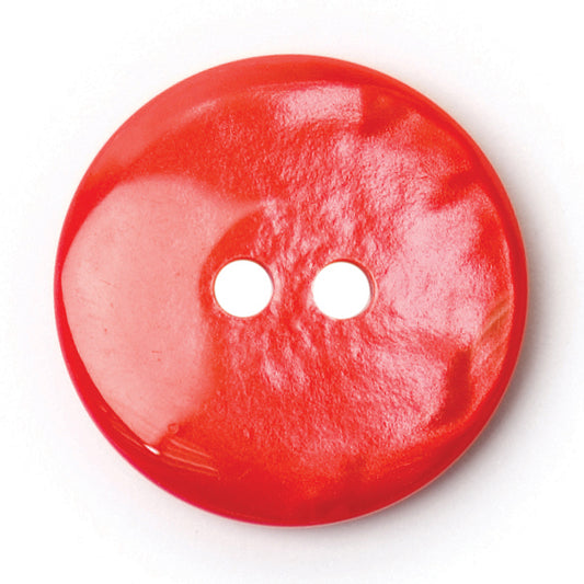 Red Glossy Button - bright red with a glossy, slightly pearlised finish, 2-hole