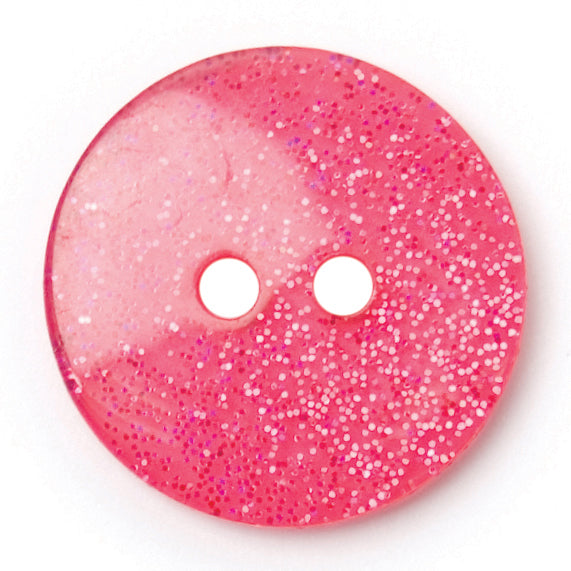 Pink Glitter Button - pink with sparkly glitter, 2-hole