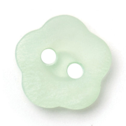 Mint Green Flower Button - pale mint green five-petal flower, 2-hole