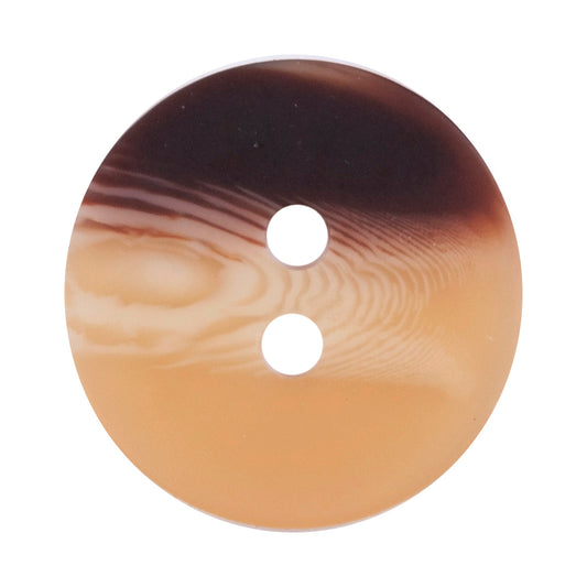 Peach Horn Effect Button - peach and dark brown horn-effect pattern, 2-hole