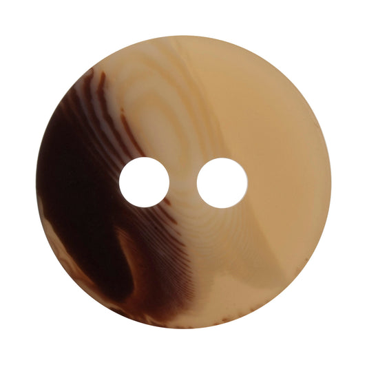 Beige Horn Effect Button - beige and dark brown horn-effect pattern, 2-hole
