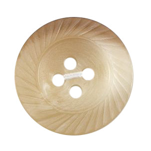 Beige Swirl Rim Button - beige with a carved swirl pattern around the rim, 4-hole