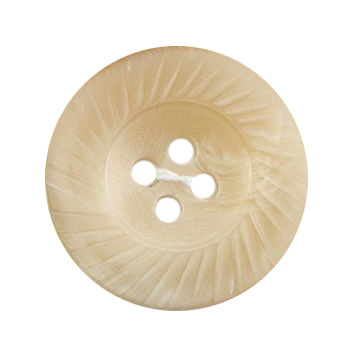 Beige Swirl Rim Button - beige with a carved swirl pattern around the rim, 4-hole
