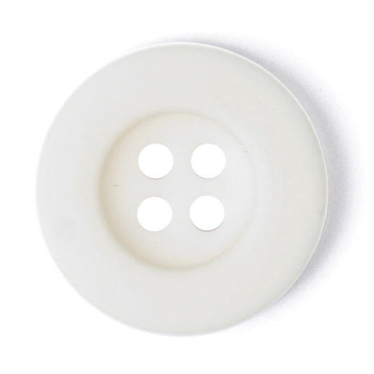 White Rimmed Button - plain white with a raised rim, 4-hole
