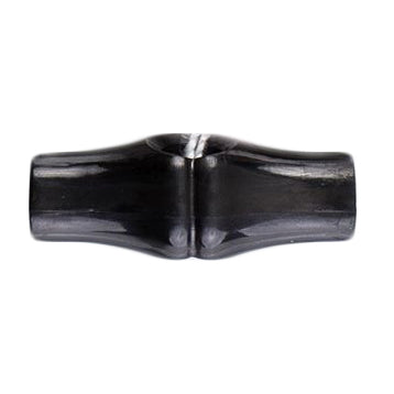 Black toggle buttons with a glossy, horn-look finish