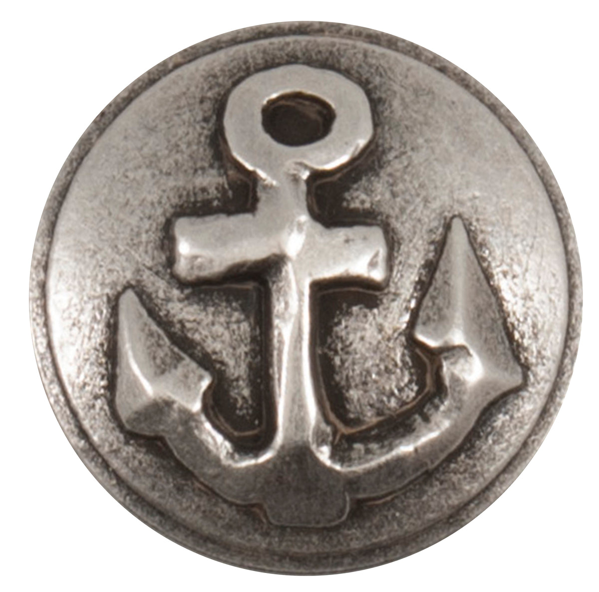 Antique silver-effect buttons with a raised anchor design