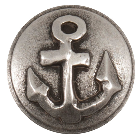 Antique silver-effect buttons with a raised anchor design