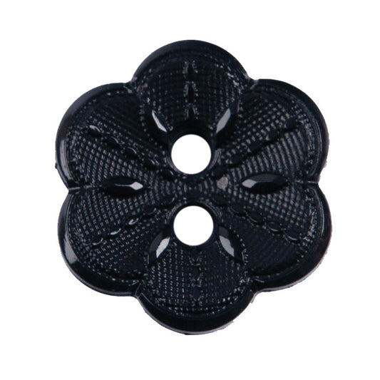 Navy flower-shaped 2-hole buttons with textured petals