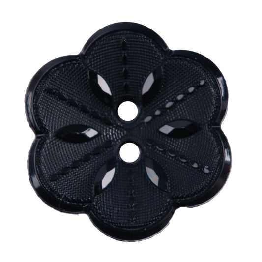 Navy flower-shaped 2-hole buttons with textured petals