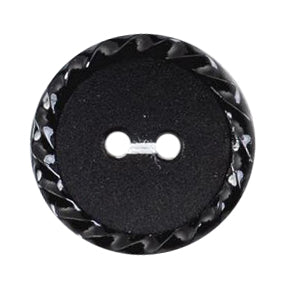 Black 2-hole buttons with a glossy twisted rim
