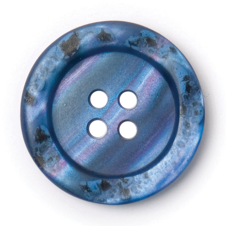 Blue marbled button with four holes