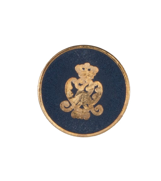 Navy button with gold crown crest