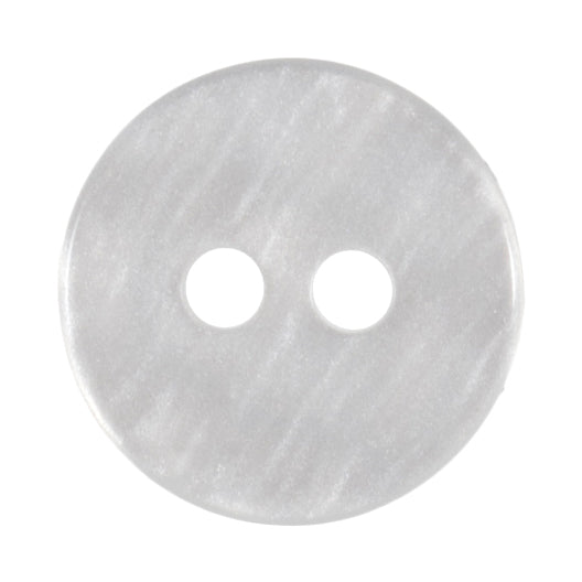 White pearlescent button with two holes