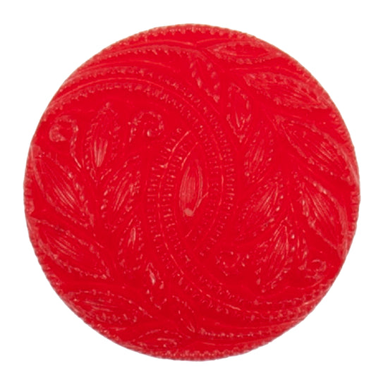 Vogue Star red embossed paisley buttons, 20mm