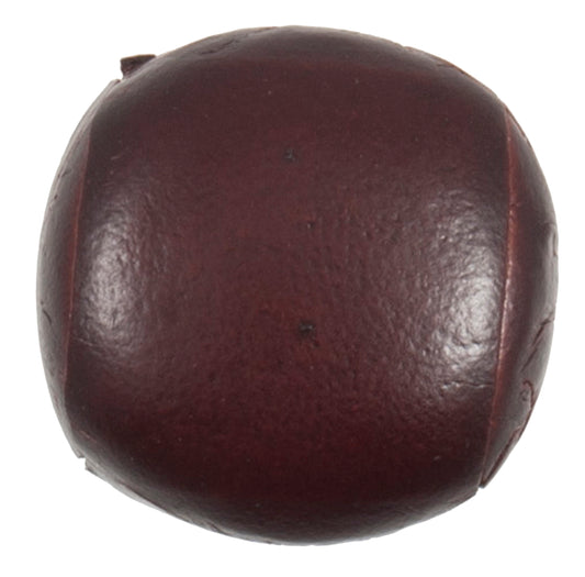 Burgundy leather-look domed shank button, 22mm